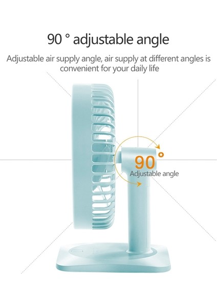 Ayarlanabilir USB Şarj Sessiz Masaüstü Ectric Fan Gök Mavisi (Yurt Dışından)