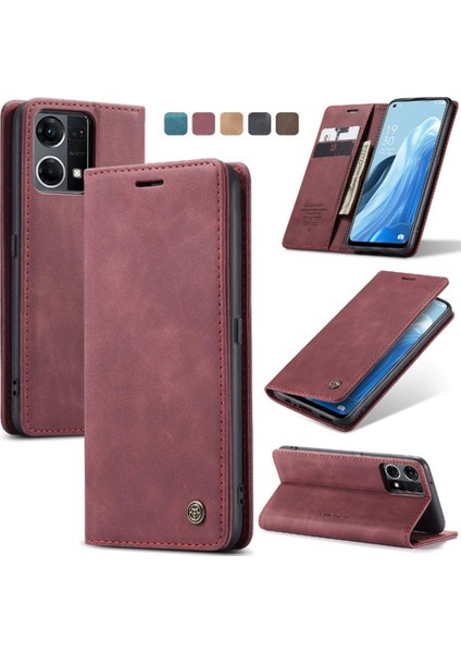 Oppo Oppo 7 4g Için Flip Case Vintage Pu Deri Cüzdan Manyetik Kapatma (Yurt Dışından)