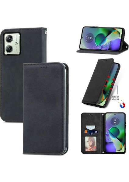 Motorola Moto G54 5g Cüzdan Deri Kılıf Basit Iş Için Flip Case (Yurt Dışından)