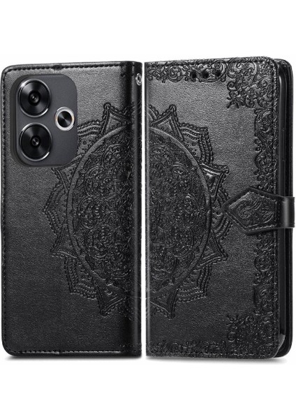 Xiaomi Poco F6 Deri Kılıf Için Flip Case Zarif Desen Kapak Çevirin (Yurt Dışından)