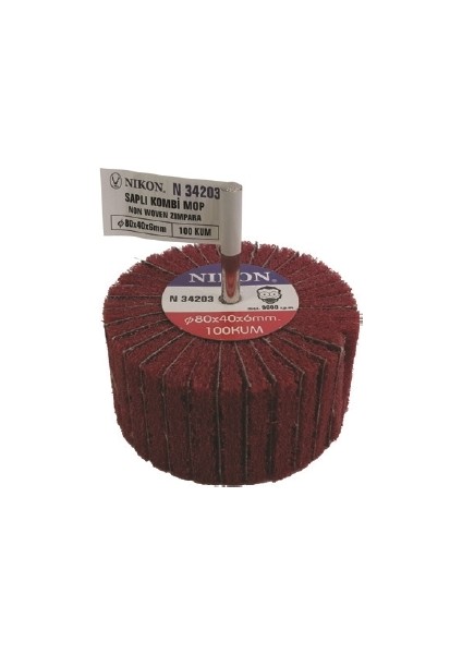 N34205 Saplı Kombi Mop Non Woven Zımpara 60X30X6 100 Kum