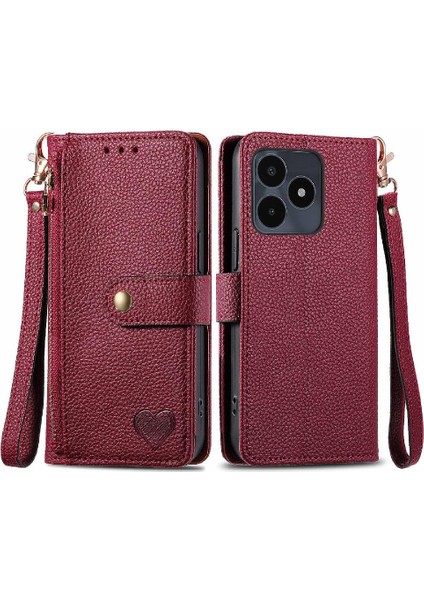 Realme Not Için Flip Case 50 Deri Kılıf Aşk Cüzdan Fermuar Darbeye (Yurt Dışından)
