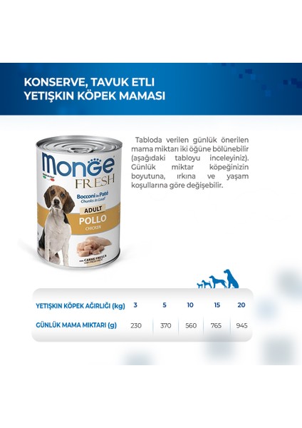 Fresh Adult Chicken Tavuk Etli Yetişkin Köpek Maması Konserve 400 gr