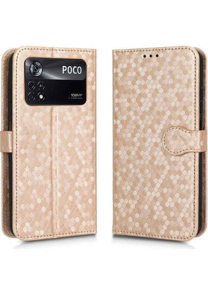 Xiaomi Poco X4 Pro 5g Manyetik Toka Geometrik Desen Deri (Yurt Dışından)
