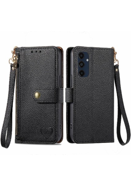 YH Mall Samsung Galaxy M55 Fermuar Aşk Deri Kılıf Cüzdan Için Flip Case (Yurt Dışından)