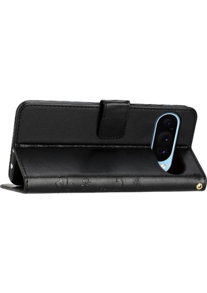 Google Pixel 9 Pu Deri Manyetik Kapatma Kickstand Kartı Için Filp Durumda (Yurt Dışından)