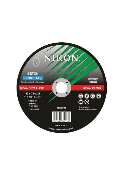 N38018 Beton Flex Kesme Taşı 115X2.5X22 50’li