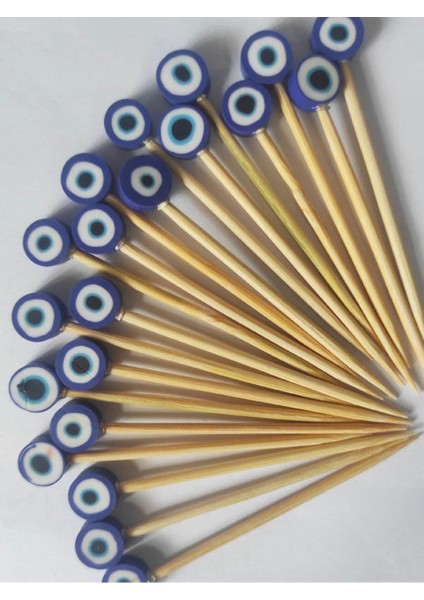 Beyhan Bayhan 100 Adet Dekoratif Lacivert Nazar Boncuklu Kokteyl Kürdanı 6 cm - Nazarboncuklu Sünnet Kürdanı fiyatları