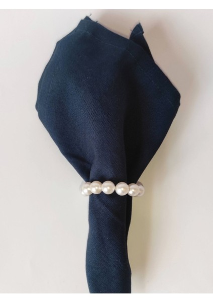 12 Adet Krem Incili Peçete Yüzüğü Halkası - Inci 10 mm modelleri