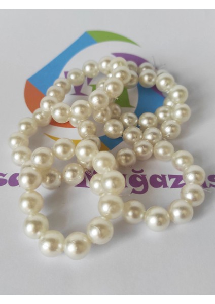 12 Adet Krem Incili Peçete Yüzüğü Halkası - Inci 10 mm