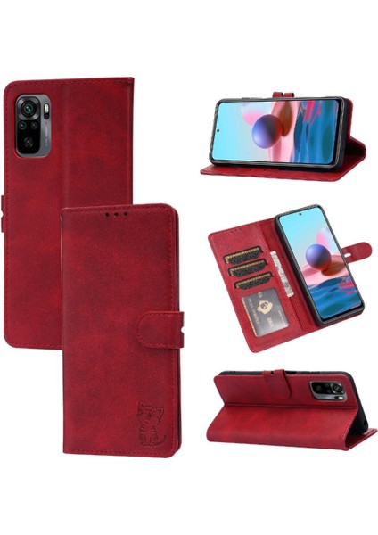 Cüzdan Kılıf Için Xiaomi Redmi Not 10T 5g Kart Tutucu Kabartmalı Kickstand (Yurt Dışından)