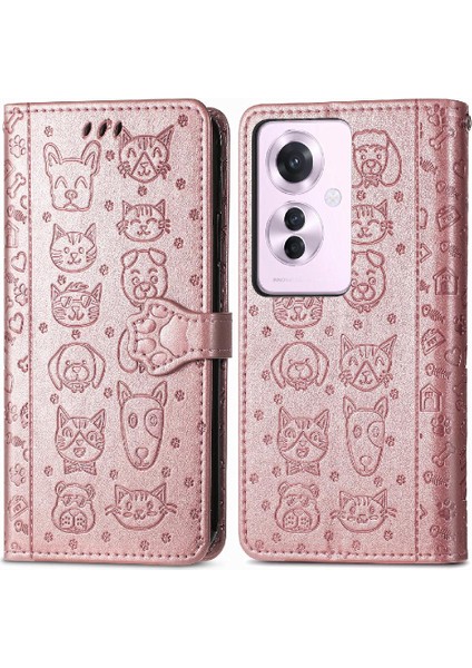 Oppo Için Kılıf Oppo 11 F 5g Kısa Kayış Kapak Çevirin Karikatür Hayvanlar Deri (Yurt Dışından)