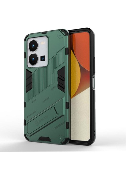 Vıvo Y35 5g Koruyucu Kapak Için Kılıf Kickstand Sağlam Askeri (Yurt Dışından)