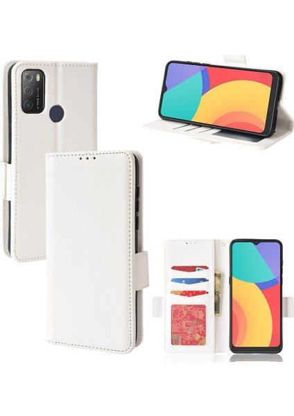 Alcatel 3l 2021 Pu Deri Kart Yuvaları Tutucu Manyetik Yan Toka Için Kılıf (Yurt Dışından)