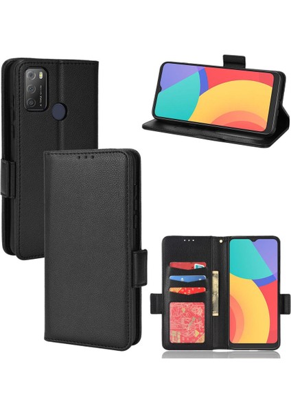 Alcatel 3l 2021 Pu Deri Kart Yuvaları Tutucu Manyetik Yan Toka Için Kılıf (Yurt Dışından)