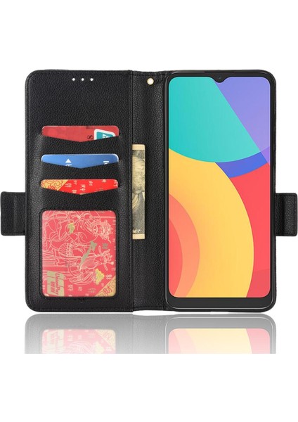 Alcatel 3l 2021 Pu Deri Kart Yuvaları Tutucu Manyetik Yan Toka Için Kılıf (Yurt Dışından)