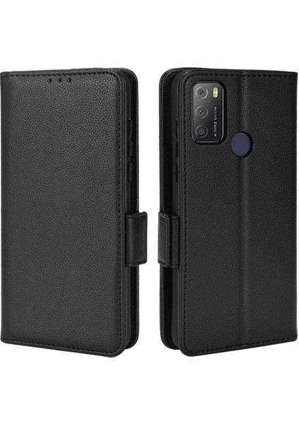 Alcatel 3l 2021 Pu Deri Kart Yuvaları Tutucu Manyetik Yan Toka Için Kılıf (Yurt Dışından)
