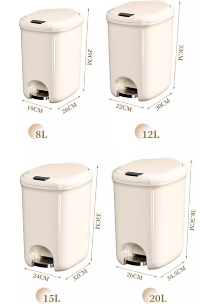 Kapaklı Banyo Çöp Kovası, 8/12/15/20 Litre Basamak Pedallı Ince Plastik Çöp Kovası, Tuvalet, Ofis, Yatak Odası Için Dar Çöp Sepeti (Yurt Dışından) fiyatları