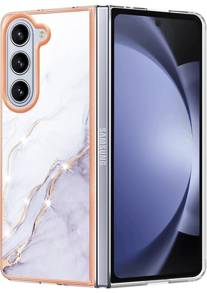 Samsung Galaxy Z Için Kılıf Fold 5 Yumuşak Tampon Mermer Desen Ince Tpu (Yurt Dışından)