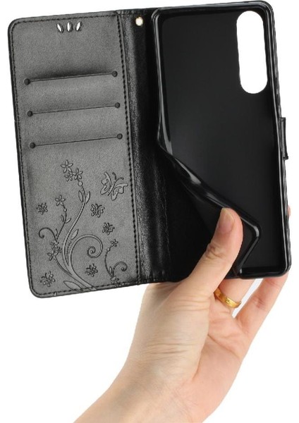 Sony Xperia 5 V Kickstand Kart Tutucu Için Filp Durumda Manyetik Kapatma Bilek (Yurt Dışından)