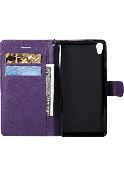 Sony Xperia E5 Klasik Düz Renk Iş Cüzdan Telefon Için Flip Case (Yurt Dışından)