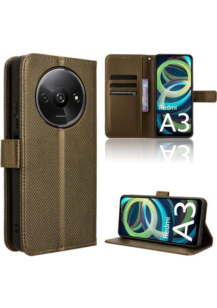 Xiaomi Redmi A3 Kart Tutucu Kapak Için Kılıf Kickstand Manyetik Cüzdan (Yurt Dışından)