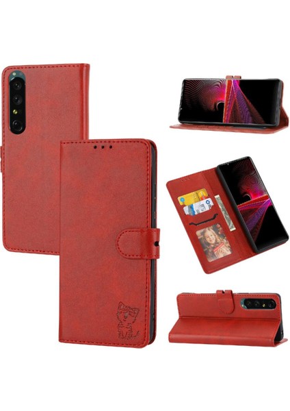 Sony Xperia 1 Iv Kabartmalı Manyetik Kapatma Kart Tutucu Için Cüzdan Kılıf (Yurt Dışından)
