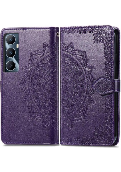 Realme C65 Için Flip Case Zarif Desen Basit Iş Kapak Kılıfı (Yurt Dışından)