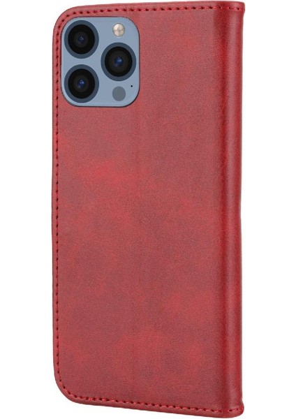 Iphone 13 Pro Manyetik Kapatma Kickstand Kabartmalı Kart Için Cüzdan Kılıf (Yurt Dışından)