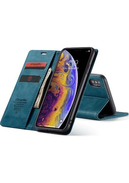 YH Mall Iphone Xs Max Flip Folio Kitap Kılıf Için Flip Case Kart Yuvası Kickstand Pu (Yurt Dışından)