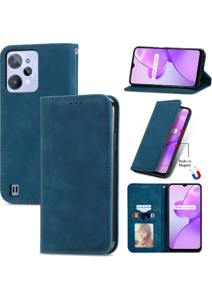Realme C31 Basit Iş Cüzdan Kordon Deri Kılıf Fermuar (Yurt Dışından)
