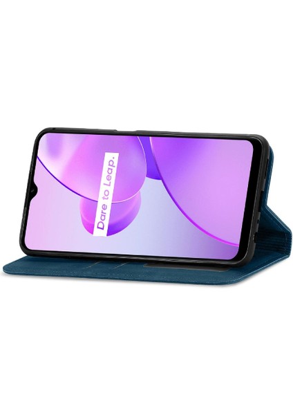 Realme C31 Basit Iş Cüzdan Kordon Deri Kılıf Fermuar (Yurt Dışından)