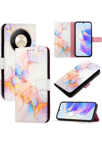Onur X50 5g Pu Deri Kickstand Mermer Desen Cüzdan Için Kılıf (Yurt Dışından)