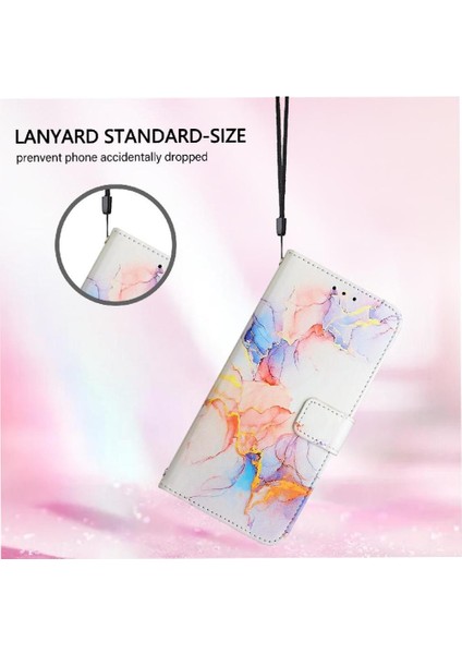 Onur X50 5g Pu Deri Kickstand Mermer Desen Cüzdan Için Kılıf (Yurt Dışından)