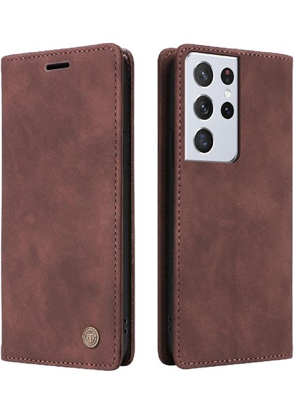 Samsung Galaxy S21 Ultra Basit Iş Deri Kılıf Flip Case Için Flip Case (Yurt Dışından)