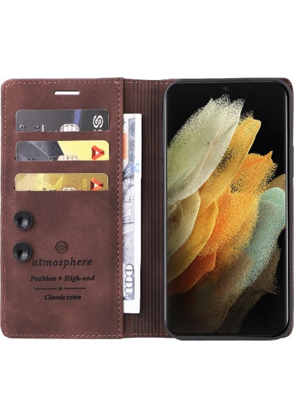 Samsung Galaxy S21 Ultra Basit Iş Deri Kılıf Flip Case Için Flip Case (Yurt Dışından) modelleri