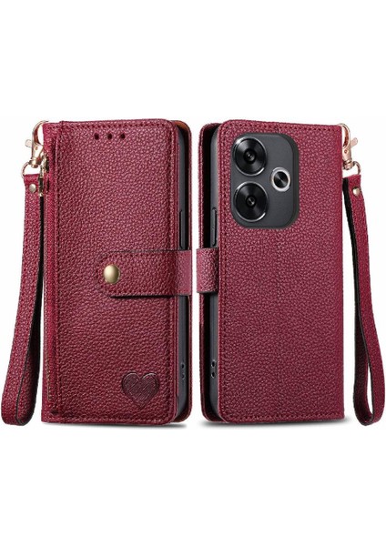 Xiaomi Poco F6 Cüzdan Fermuar Aşk Için Flip Case Darbeye Deri Kılıf (Yurt Dışından)