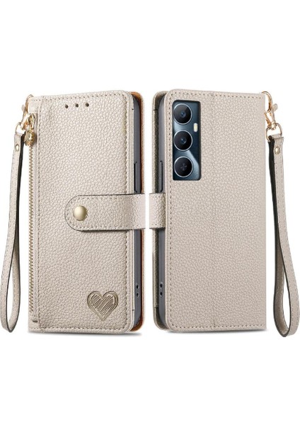 Realme C65 Aşk Fermuar Cüzdan Deri Kılıf Için Flip Case Darbeye (Yurt Dışından)
