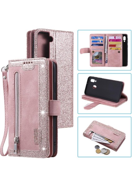 Samsung Galaxy S21 Kickstand Pu Deri Cüzdan 9 Kart Yuvaları Için Flip Case (Yurt Dışından)