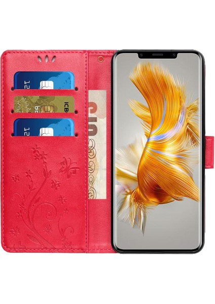 Huawei Mate 50 Pro Için Filp Durumda Manyetik Kapatma Kart Tutucu Bilek Kayışı (Yurt Dışından)