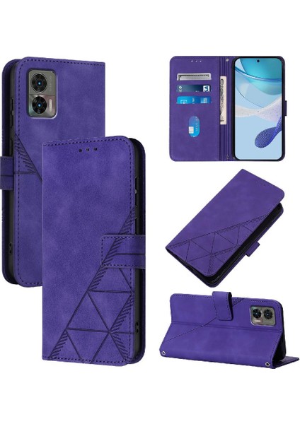 Motorola Kenar 30 Neo Için Kılıf Cüzdan Kapak Çevirin Folio Kitap Koruyucu Pu (Yurt Dışından)
