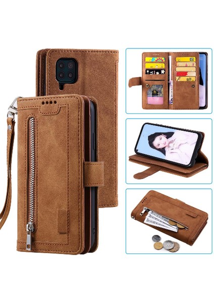 Samsung Galaxy A12 5g Pu Deri Cüzdan 9 Kart Yuvaları Için Flip Case (Yurt Dışından)