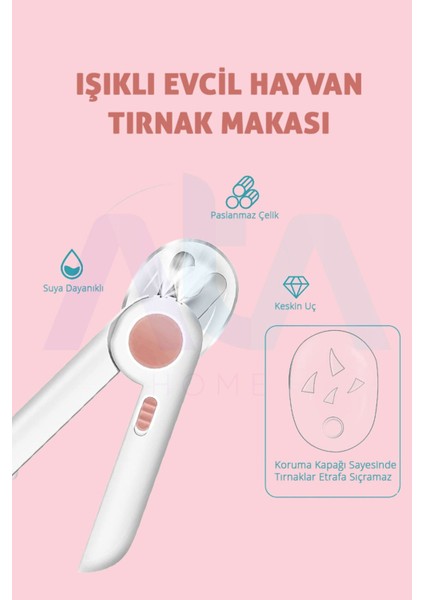 Işıklı Kedi Köpek Tırnak Makası Pet Evcil Hayvanları Için Korumalı Led'li Törpülü Tırnak Makası