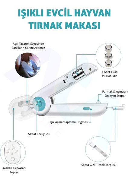Işıklı Kedi Köpek Tırnak Makası Pet Evcil Hayvanları Için Korumalı Led'li Törpülü Tırnak Makası fiyatları