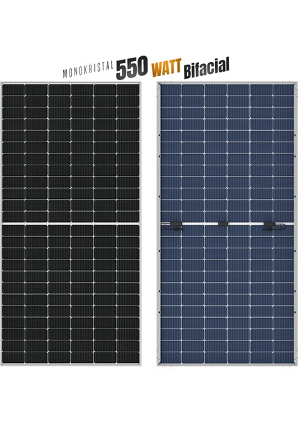 Bifacial 550W Watt Güneş Paneli Monokristal 144 Hücre Solar Panel