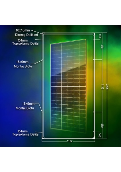 Bifacial 550W Watt Güneş Paneli Monokristal 144 Hücre Solar Panel