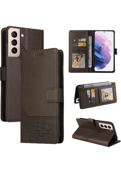 Samsung Galaxy S21 Artı Kickstand Premium Deri Üç Için Flip Case (Yurt Dışından)