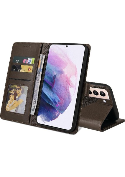 Samsung Galaxy S21 Artı Kickstand Premium Deri Üç Için Flip Case (Yurt Dışından) indirimleri