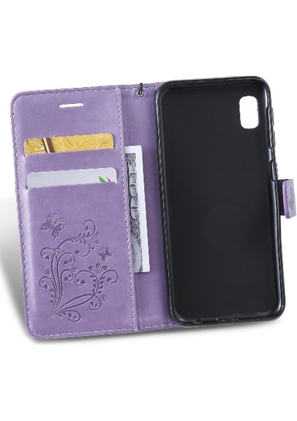 Samsung Galaxy A10E Için Flip Case Kart Yuvası Standı ile Kickstand Pu Çevirin (Yurt Dışından)