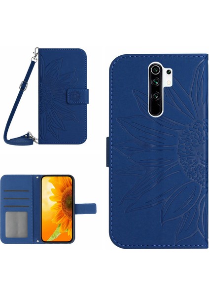 Xiaomi Redmi 9 ile Uyumlu Kabartmalı Ayçiçeği Cüzdanlı Uzun Çıkarılabilir Askılı ve Manyetik Kart Tutuculu Telefon Kılıfı (Yurt Dışından)